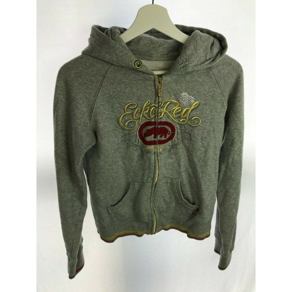 Women's ECHO RED Gray Hoodie Hooded Jacket Medium